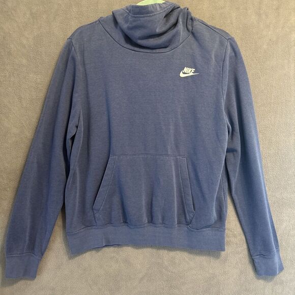 Nike Sportswear Blue Funnel-Neck Hoodie Womens Size Medium Pockets BV4526-469 - Picture 1 of 8